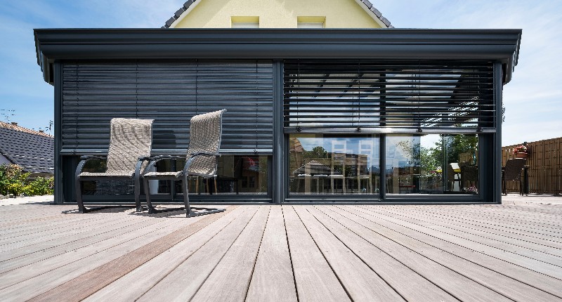 veranda bois sur terrasse