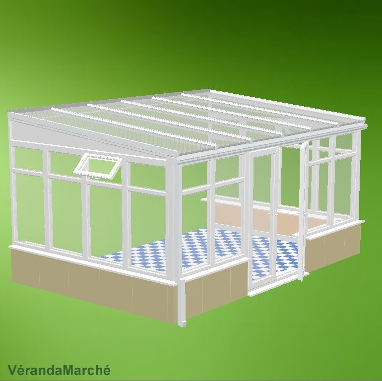 veranda en kit sur muret