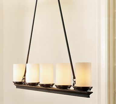 veranda linear chandelier installation