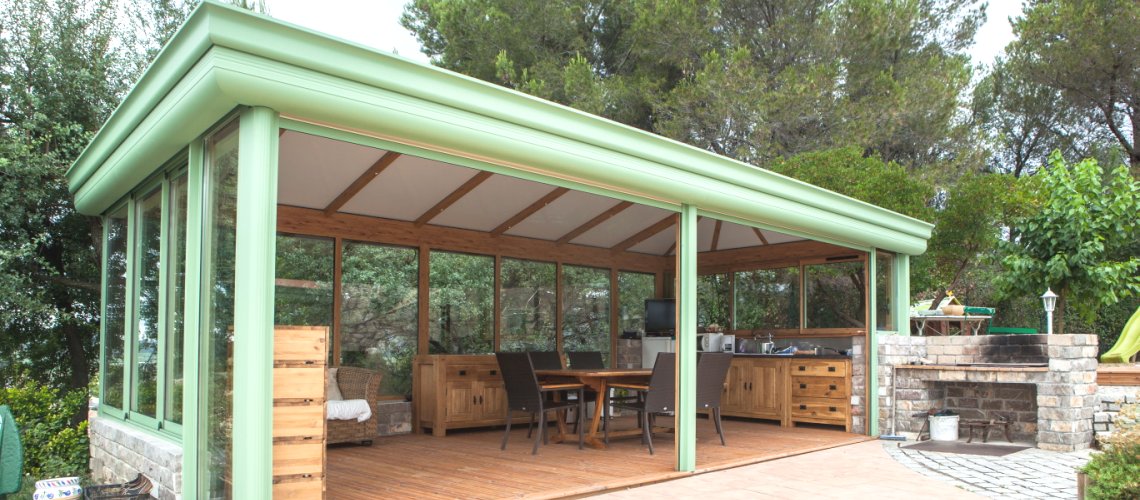 veranda cuisine en bois