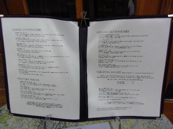 veranda menu