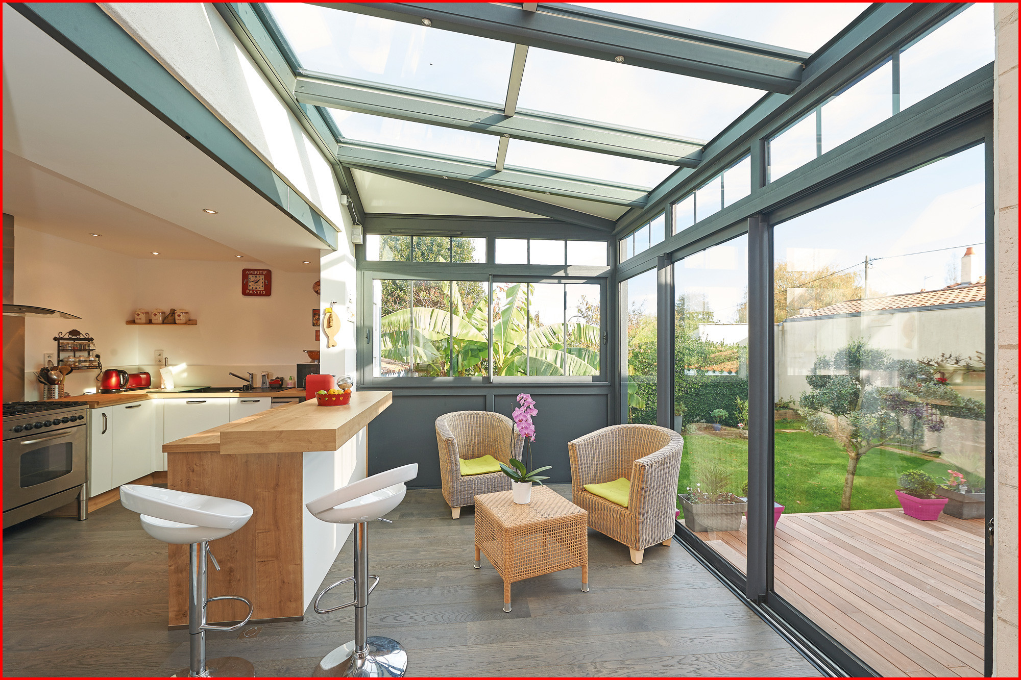 veranda cuisine en bois