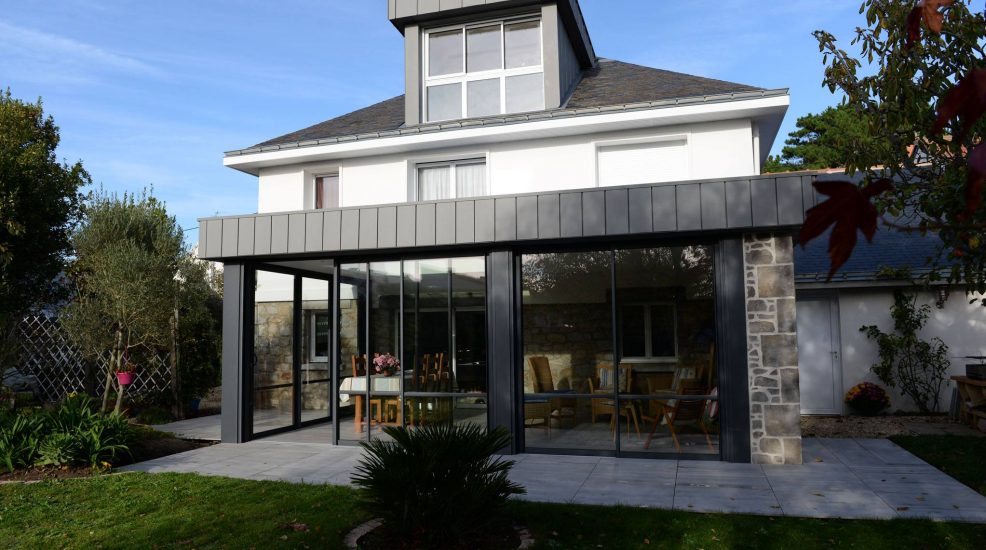 modele veranda toiture plate