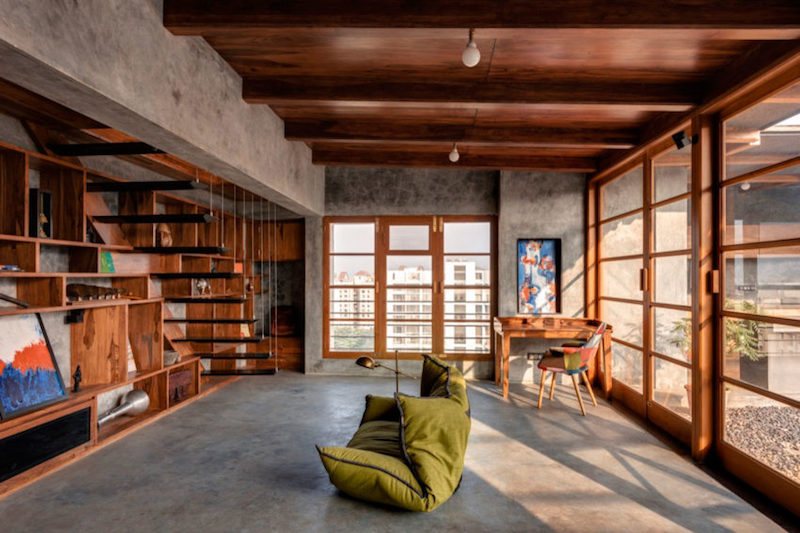 veranda bois beton