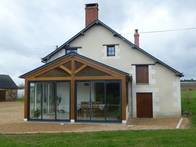 veranda poteau bois